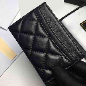 Kreditkortsinnehavare C Black Lambskin äkta läder Womens Plånbokmyntskorthållare Purse Högkvalitativt Portafoglio Porte Monnaie de Lux 262o
