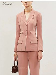 공식 여성 디자인 감각 상위 4 개의 포켓 장식복 여성 2 피스 재킷 블레이저 바지 봄 가을