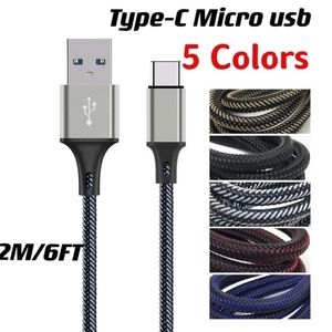 1m 2m 3m 3ft 6ft 9ft 9ft Carregamento rápido Tipo C Micro USB Cable trançado os cabos de rede para Samsung S8 S10 HTC LG Android Moblie Phone