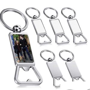 Party Favor Sublimation Blank Beer Bottle Opener Keychain Metal Heat Transfer Corkscrew Key Ring Household Kitchen Tool Drop Delivery Dhswh