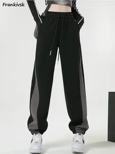 女性用パンツ女性パネルドローストリングワークアウトオールマッチストリートウェアファッションレジャー10代のアメリカンスタイルデイリーオータムスタイリッシュなズボン