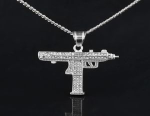 Hip Hop Gun Pendant Necklace For Men Women Iced Out Cz Pendant Cuban Chain Drop 3474008