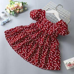 Letnie sukienki maluchów ubrania dziewczynki Śliczne kwiaty drukuj sukienka księżniczka dziewczyny zwykłe sukienka 240518
