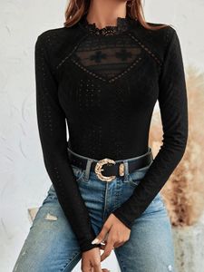 2024 Slim Cutout Standing Collar Long Sleeve T-Shirt