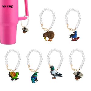 Schmuck Vogelperlenkette mit charmartigem Zubehör für Tumbler Cup Charms Personalisiertes Griff -Drop -Lieferung OT51I