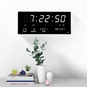 Väggklockor 36x15x2,8 cm digital klocka Elektronisk LED -larmtemperatur Kalender Display Enkelt vardagsrum matrum