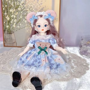 Dolls e roupas BJD com várias juntas móveis 30cm 1/6 3d Eyes Hinge Doll Girls Girls Diy Up Gift Birthday Toy 240520