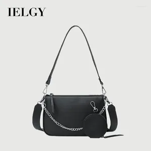 Сумка Ielgy Retro Black Chain Широкополосная молния для женщин с однополосным перекрестным плечом.