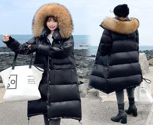Zimowy z kapturem ciepły płaszcz damski zagęszczony długie kurtki z futrem żeńska zimowa puffer parka płaszcz duży rozmiar xs5xl3521501