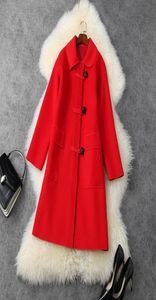 European and American women039s wear 2020 winter new style Long sleeve lapel single breasted Fashionable red wool coat4538179