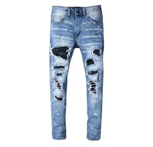 SS19 Neues Modell AI563 Ankunft Skinny Wash Wasch -Motorrad Jeans Desinger Single Kuh verdickte schlanke Pariser Qualität Stecker Männer Jeans4234551