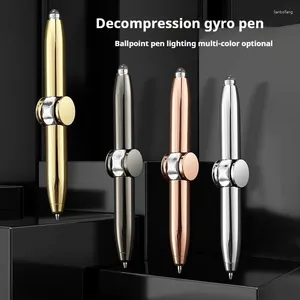 Relieve Stress Spinner Ballpoint Pen Gyroscope Decompression Light Ball Shape Finger Gyro Writing Pens