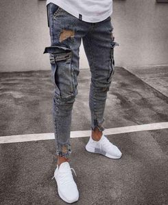 Jeans masculinos casuais Slim Fit 2022 Knee Ripped calça Ripped Men DJ Masculina Y2204206880039