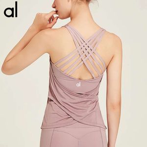 Alo Yoga Sports Vest Женщины эластичная рубашка сетка сексуальная топ -кроссовый перекресток