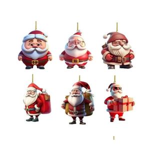 Juldekorationer 2023 Akrylplan Santa Claus Pendant Tree Decoration Home JJ Drop Delivery Garden Festive Party Supplies DHVXK