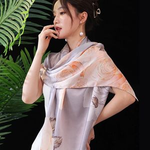 Silk scarf womens Chinese style scarf 100% mulberry silk scarf Hangzhou silk gift for mother 240517