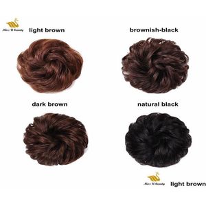 Chignons 100 Real Humanhair Scrunchie Elastic Band Updo Extensions Hair Bun Topknot Black Brown Curly Chignons7952684 Drop Delivery P Dhfcm