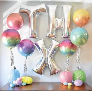 4D Happy Birthday Celebration Balloon Decoration Gradvis missfärgning Cirkulär aluminiumbeläggning Ballong Festival Party Balloon TGCAI