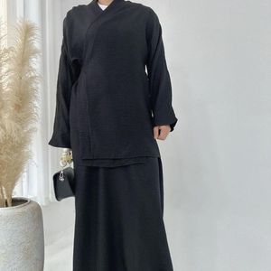 Этническая одежда Мусульманская скромная повседневная наборы блузки с длинным рукавом и юбкой саудовской турецкой женщины домашняя одежда Африкана 2024
