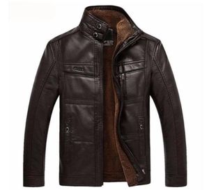 Herren Lederjacke hochwertige Feste Farbstehendkragen Leder Fleece Wärme Schlanker Mantel 3 Farben Winter Kleidung 879688887249885