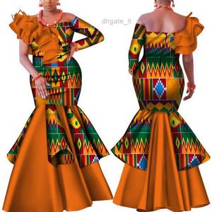 Danshiki Africa Dress for Women Bazin Riche One Rzeme Seksowna Slash Szyjka Weddna sukienka Tradycyjna afrykańska odzież WY4224