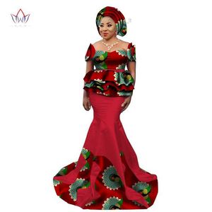 BRW 2017 Ny afrikansk kjoluppsättning för kvinnor dashiki eleganta afrikanska kläder applikation plus storlek traditionell afrikansk kläder wy2240
