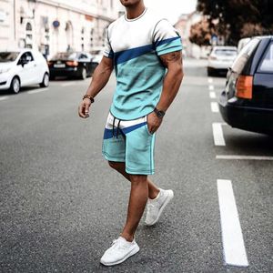 Summer Fashion Luxury Brand Mens Sportswear T-shirtshorts Två stycken Jogging Fitness Sports and Leisure Set Mens Collar 240518