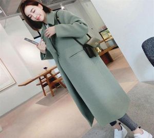 New Thicken WooCoat Women Long Sleeve Turndown Collar Outwear Jacket CasuaAutumn Winter Elegant Long Coat Plus Size192k42770607507637