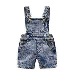 Jumpsuits 2017 Nya barns pojkar shorts och jeans sommar mode casual stil barns jumpsuit baby pojkar denim jumpsuit med shorts 0-8 y y240520skx0