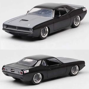 Diecast Model Cars Jada 1 24 1973 Plymouth Barracuda Scale Vintage Diecast Toy Veher Metal Auto Muscle Racing Car Model Collectibles J18 Y240520Jal6
