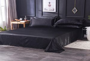 Hela sängkläder sätter lyx Satin Silkvit platt platta Silky Queen King Bed Sheets For Women Men 1317 T26927978