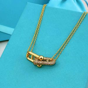 silver chain choker designer jewelry necklace cuban link chain Pendant Necklaces Silver Gold Rosegold Horseshoe buckle chain Christmas gift