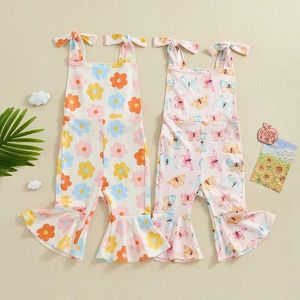 Jumpsuits Toddler Kids Clothes Girls Summer Casual Jumpsuits Sleeveless Backless Butterfly/Floral Print Rompers Baby Clothing Y2405201GD1