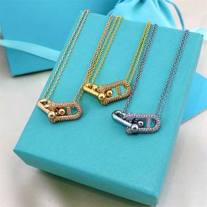 tennis necklace designer jewelry necklace moissanite chain Pendant Necklaces Silver Gold Rosegold Horseshoe buckle chain Christmas gift