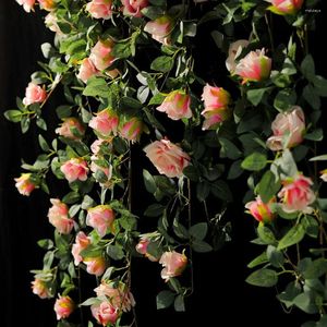 Dekorativa blommor Silk Flower Artificial Rose Vine Real Touch Hanging Fake Handmade Floral Garland Baby Shower