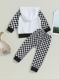 Clothing Sets Baby Girl Winter Clothes Plaid Print Hooded Sweatshirt And Pants Set Toddler Infant Fall Outfits 2Pcs