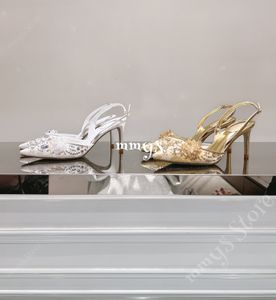 Pumpen Kristall verziertes Strassabend Abendschuhe Stiletto Heels Sandalen Frauen Heeled Luxusdesigner Knöchelgurt Kleid Schuhfabrik Schuhe Schuhe