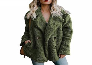 Women039s Fur Faux Teddy Coat Woman Women Overtomcoat Jackets grossos fêmeas caçadas de lapela feminina de manga comprida fofa confortável com POCKE9693608