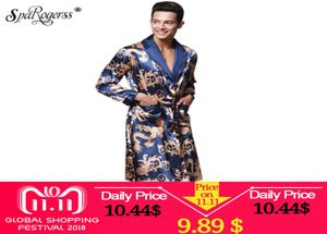 Luxury Chinese King Dragon Men Robe Home Clothing Silky Long Bathrobe Brand Faux Silk Long Male Sleep Robe L3XL Robes WP032 C18113143242
