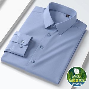 Camisas de vestido masculinas Camisa de homens de qualidade Mangas de camisa longa para fit slim fit Camisa Social Business Blush White S-5xl