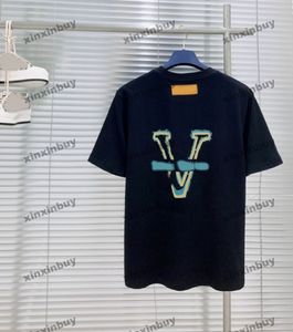 Xinxinbuy Мужчины дизайнерская футболка футболка 2024 Италия пламенная печать печати с короткими рукавами.