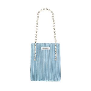 Fashion new women's bag personality handbag left bank Xiao same pleated hand bag diamond strip mini mobile phone bag single shoulder 240520