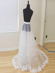 Skirts Detachable Bridal Skirt Wedding Overskirt 2 Layers Removable Tulle With Lace Appliques Edge Custom1246417