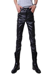 Whole2016 Hip Hop Calças de couro para homens falsos Material PU PU 3 cores Motocicleta Skinny Faux Leather Outdoor Pants8837420