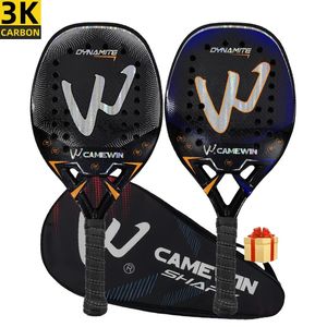 3K Carbon Beach Tennis Racket Full Fiber Rough Surface With Protective Bag Outer Grip Wrist Care Gift 240509