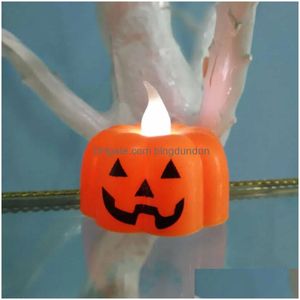 装飾的なオブジェクトの置物新しいハロウィーンキャンドルライトLED ColorF Candlestick Table Top Decoration Pumpkin Skeleton for Party Dr Dhbaqのかわいい