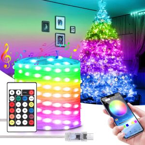 LED STRING LIGHT SMART BLUETOOTHアプリコントロールガーランドウォータープルーフアウトドアフェアリーライトのためのホリデーパーティーの誕生日の装飾