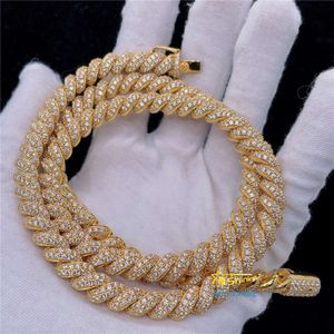 Fine Juwelry Pass Diamond Tester Hip Hop Hop Out Sier Gold Plated 8mm Custom VVS Moissanit -Seilkette Halskette