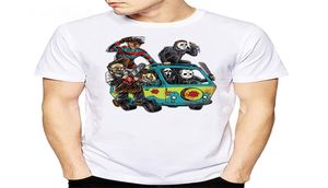 Mężczyźni T koszule The Massacre Machine Horror Tshirt Chucky Jason Voorhees Michael Myers Tees Shirt Freddy Cotton Short Sleeve Pullove4907804