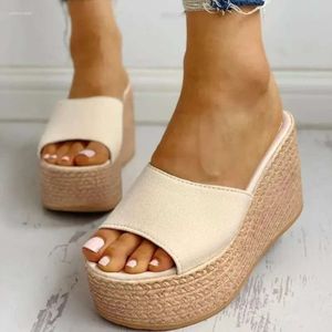 Kvinnors sommarmodesandaler Peep-Toe BKQU-skor Kvinnan Högklackade Platfroms Casual Wedges For Women H 6D2